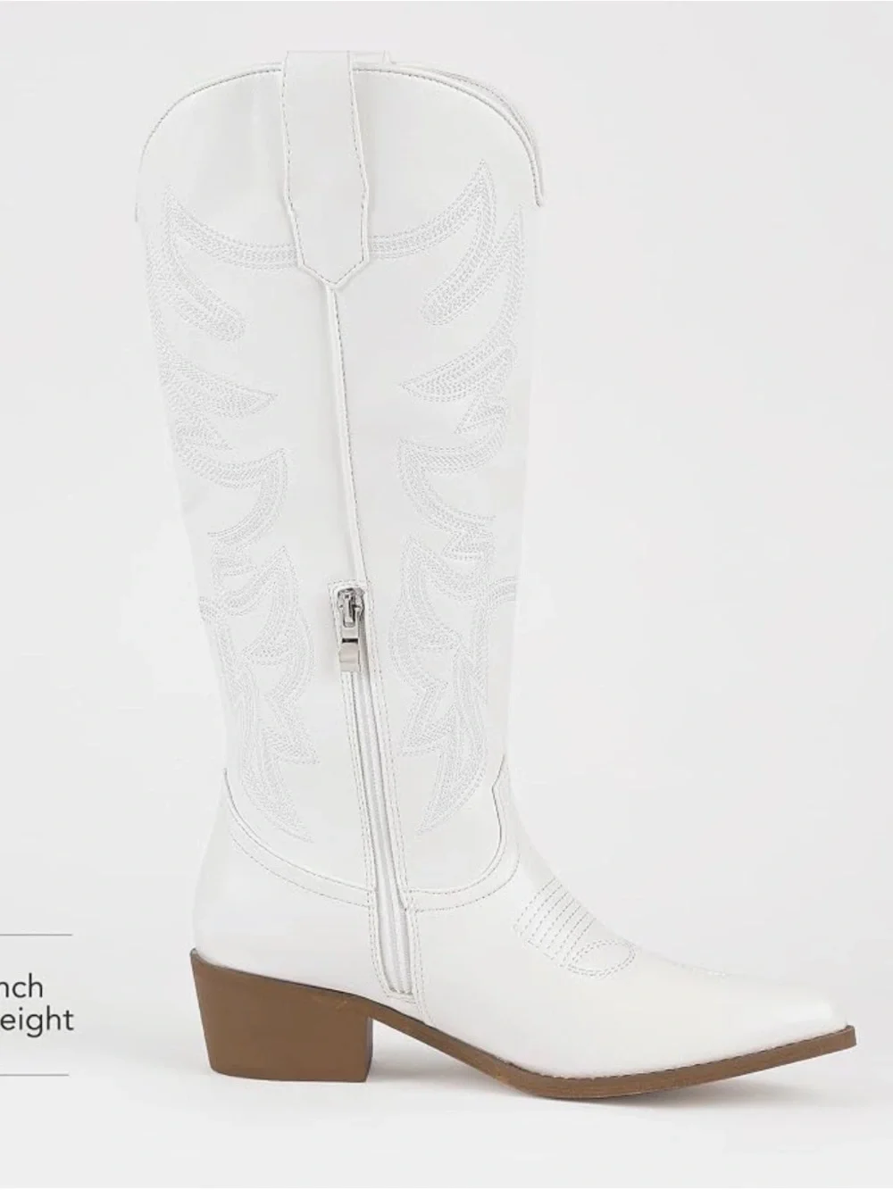 IDIFU White Knee-High Western Cowboy Boots for Women